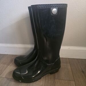UGG Shiny Black Rain Boots